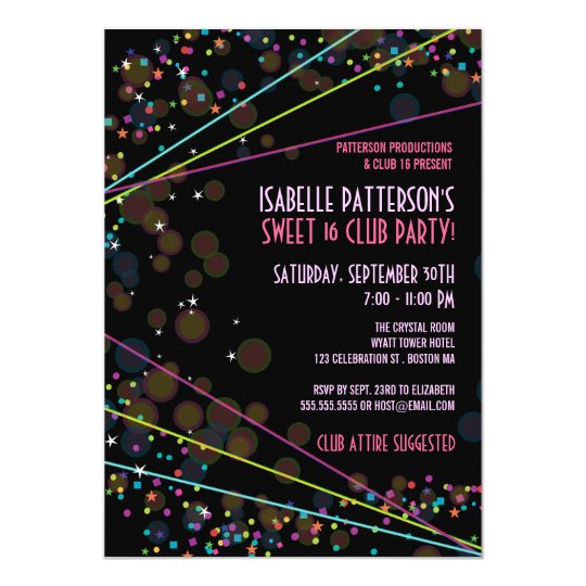 Neon Lights Party Invitations 9