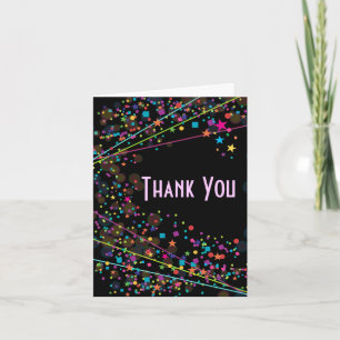 Neon Lights Sweet 16 Club Party Thank You Cards