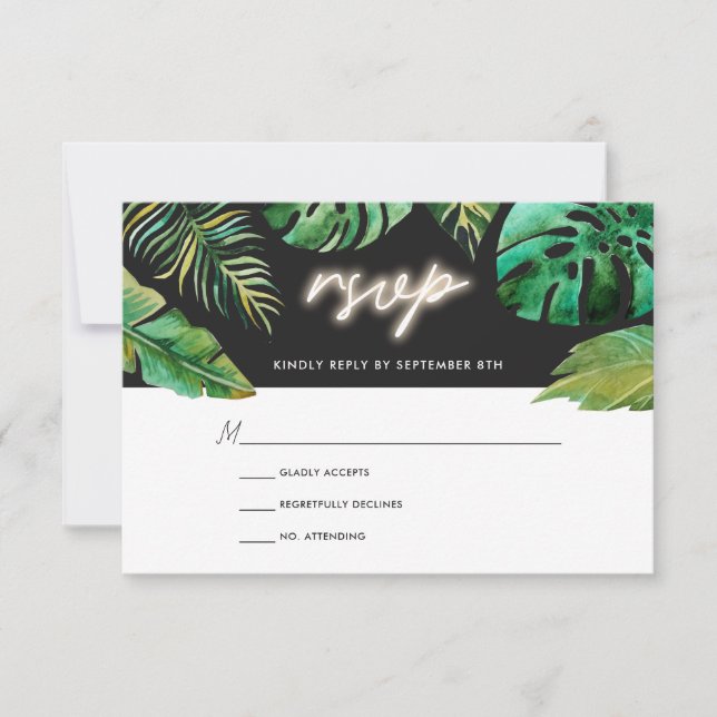 Neon Lights | Tropical Wedding RSVP (Front)
