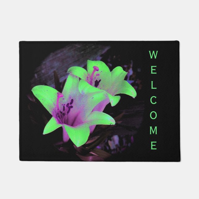 Neon Lilies Doormat (Front)