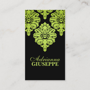 Neon Lime & Black Lush Damask Mummy Calling Card /