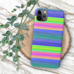 Neon Lime Green Hot Pink Blue Stripes Art Pattern iPhone 16 Pro Max Case