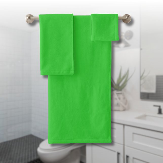 Neon Lime Green Solid Colour | Classic Bath Towel Set (Creator Uploaded)