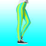 Neon Lime Yellow and Neon Cyan Cool Striped Leggings<br><div class="desc">Neon Lime Yellow and Neon Cyan Cool Vintage Striped</div>