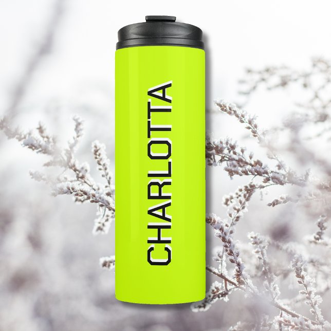 Neon Lime Yellow Black Elegant Minimal Customised Thermal Tumbler (Creator Uploaded)