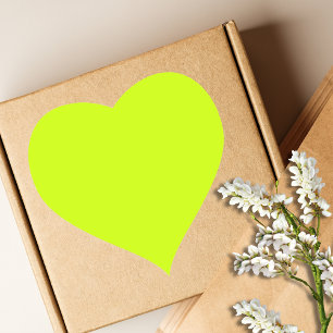 Neon Lime Yellow Solid Color   Classic   Elegant Heart Sticker