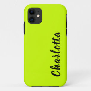Neon Lime Yellow Solid Colour   Custom Personalise iPhone 11 Case