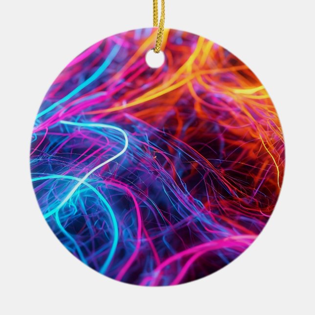 Neon Lines Ceramic Ornament (Front)