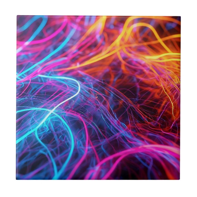 Neon Lines Ceramic Tile (Front)