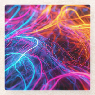 Neon Lines Glass Coaster