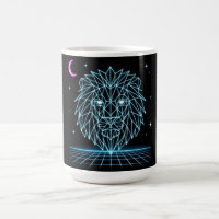 Neon Lion Synthwave - Retro King Predator