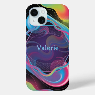Neon Liquid Frame with Custom Name iPhone 15 Case