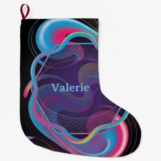 Neon Liquid Frame with Custom Name Large Christmas Stocking