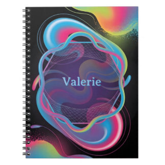 Neon Liquid Frame with Custom Name Notebook