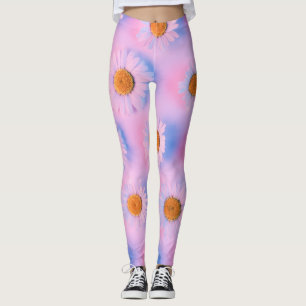 Neon-lit Multicolor Chamomile Array. Leggings
