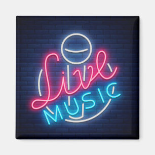 Neon Live Music Curved Word Art Word Text Art Magnet