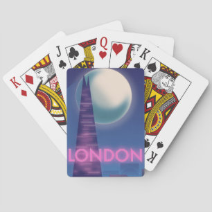 Neon London travel poster Playing Cards