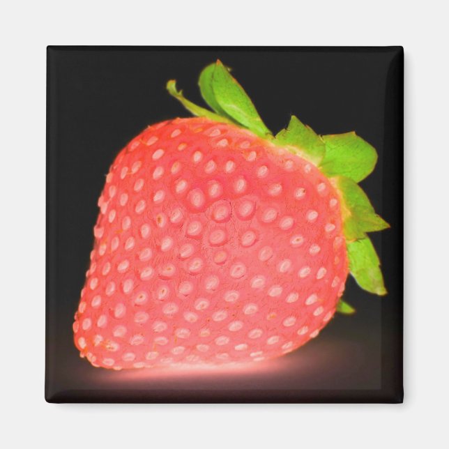 Neon look red strawberry black magnet (Front)