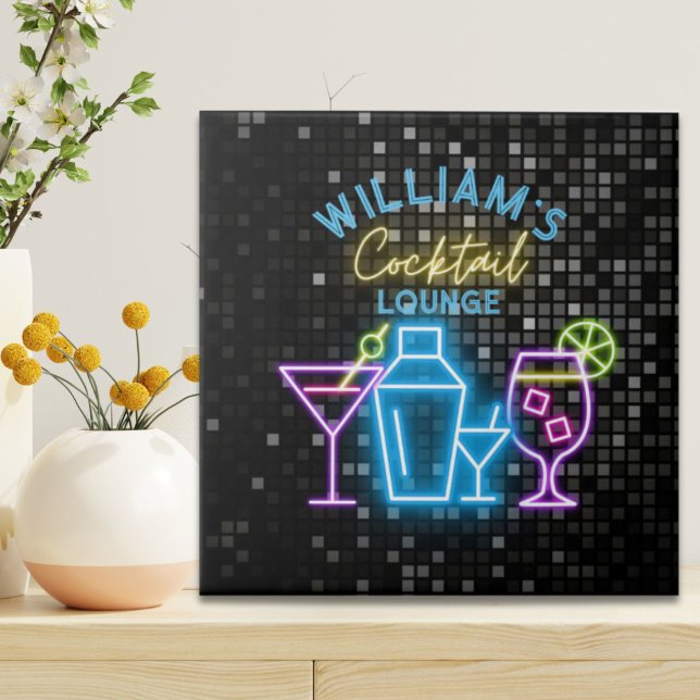 Neon Look Retro Cocktail Lounge Bar  Ceramic Tile (Neon Look Retro Cocktail Lounge Bar Ceramic Tile)