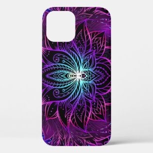 Neon Lotus Flower Boho Print iPhone 12 Case