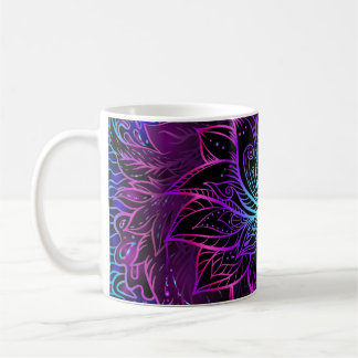 Neon Lotus Flower Boho Print Coffee Mug