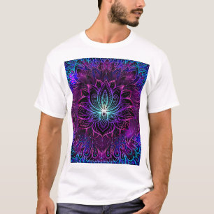 Neon Lotus Flower Boho Print T-Shirt
