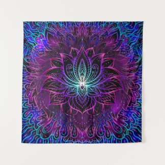 Neon Lotus Flower Boho Print Tapestry