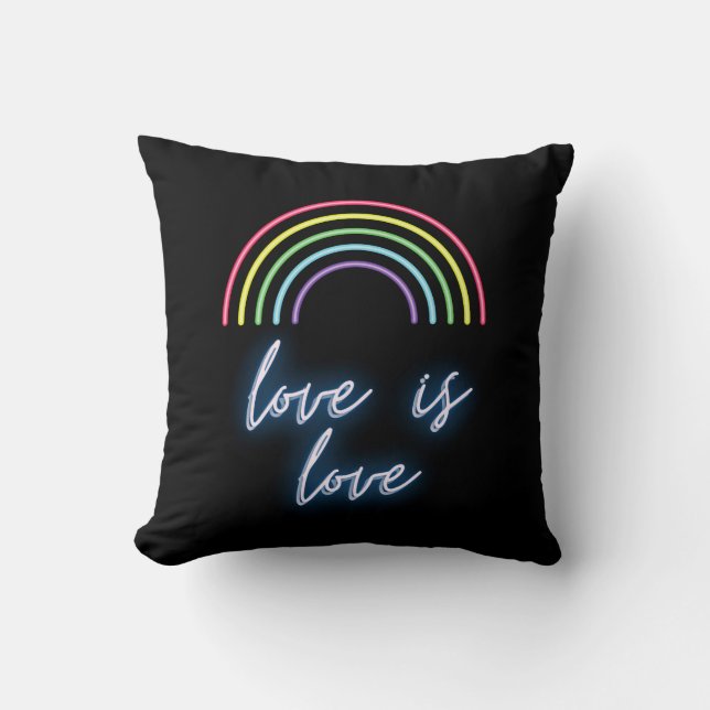 Neon Love Is Love Rainbow   Cushion (Front)