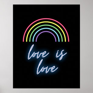 Neon Love Is Love Rainbow Poster