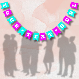 Neon Magenta and Turquoise Solid Colour Custom Bunting
