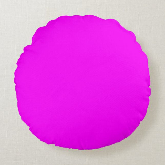 Neon Magenta Solid Colour | Classic Round Cushion (Front)