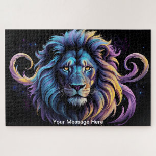 Neon Majesty Vibrant Leo Lion Colourful Wildlife  Jigsaw Puzzle