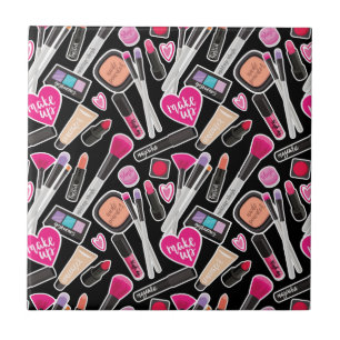 Neon Makeup Pattern Ceramic Tile