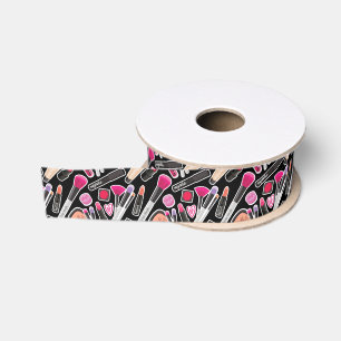 Neon Makeup Pattern Grosgrain Ribbon