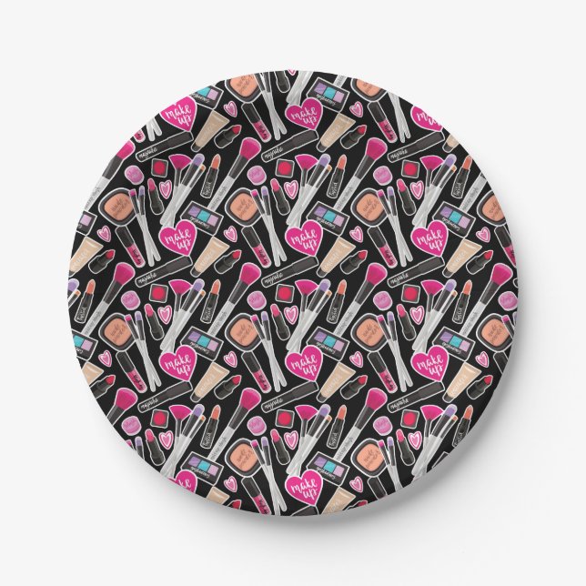 Neon Makeup Pattern Paper Plate (Front)