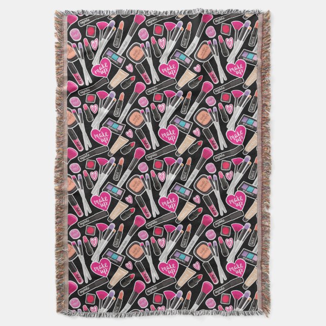 Neon Makeup Pattern Throw Blanket (Front Vertical)