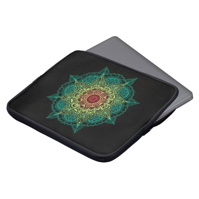 Neon Mandala Design Laptop Sleeve (Front Top)