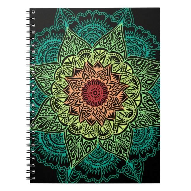 Neon Mandala Design Notebook (Front)