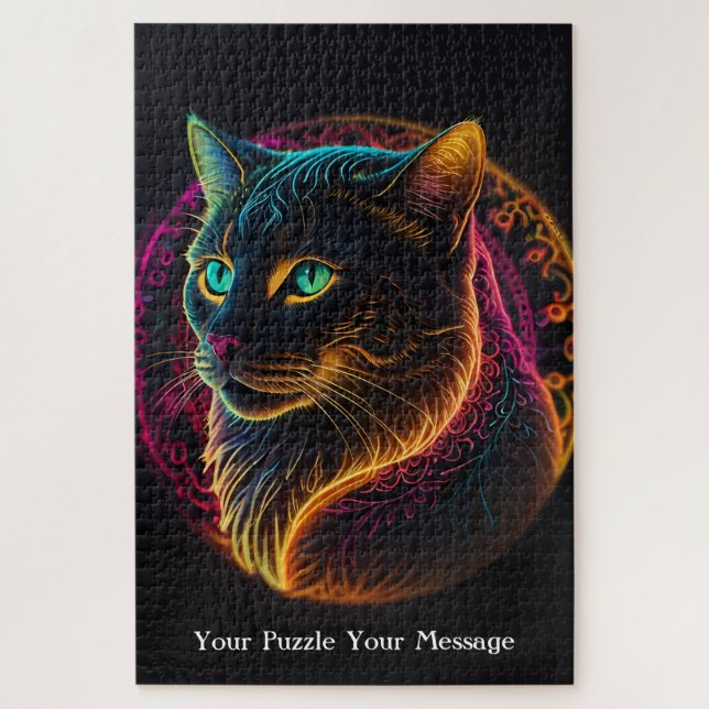 Neon Mandala Majesty Jigsaw Puzzle (Vertical)