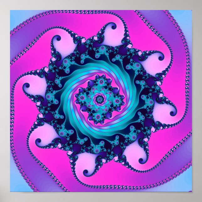 Neon Mandelbrot Fractal Poster (Front)