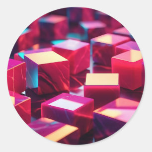 Neon Marble Cube Classic Round Sticker