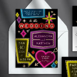 Neon Marquee Signs Las Vegas Wedding Invitation<br><div class="desc">Inspired by the iconic neon signs of old time Las Vegas, this destination wedding invitation is a colourful and fun nod to history and gives your guests a sense of that nostalgic night-time Vegas vibe. Don't forget to add RSVP and other information to the back for a streamlined and more...</div>