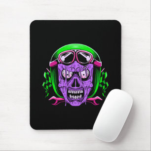 Neon Melting Zombie Rider Skull Mouse Pad