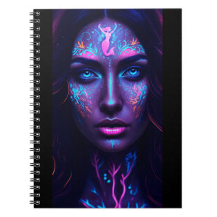 Neon Mermaid Face Art Notebook