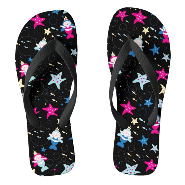 NEON Mermaid Sea Life Fish Starfish Birthday Party Thongs (Footbed)