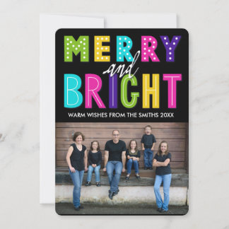 Neon Merry and Bright Holiday Card