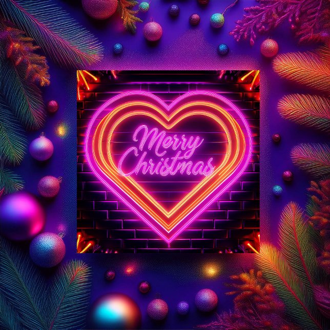 Neon Merry Christmas Personalised Card (Creator Uploaded)