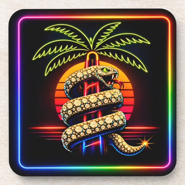 Neon Miami Nights Diamond opulence Luxury  Coaster (Front)