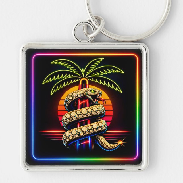 Neon Miami Nights Diamond opulence Luxury  Key Ring (Front)