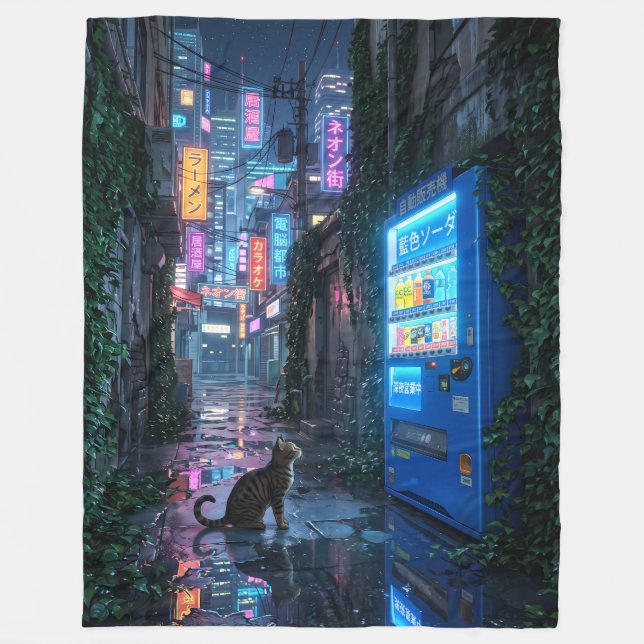 Neon Midnight Soda Machine Fleece Blanket (Front)